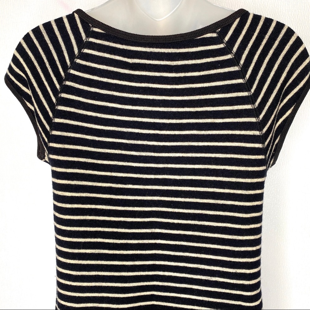 FREE PEOPLE Black Ivory Striped Wool Dress Size S - Picture 6 of 7